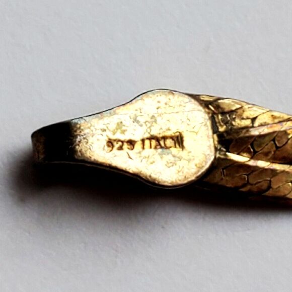 Tri Tone Bracelet Braided Herringbone Weave 925 Italy FMC 7" Gift - Picture 7 of 9